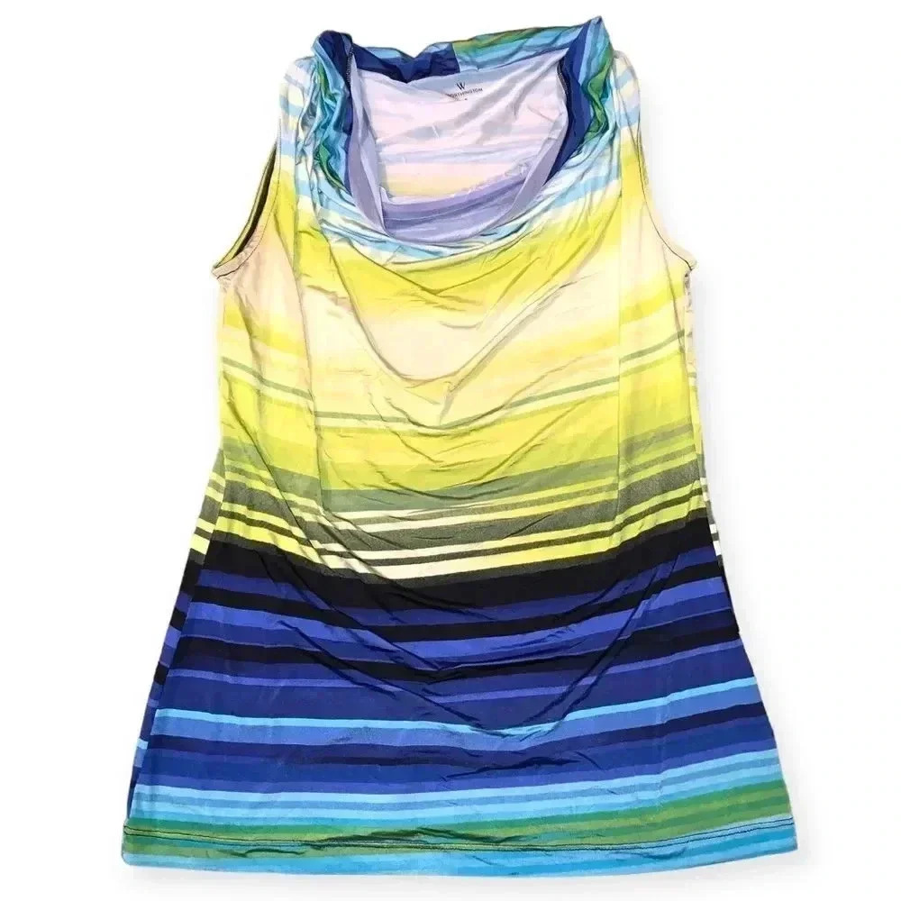 Worthington cowl neck stripe ombré blouse
